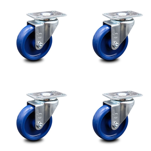 4 Inch Solid Polyurethane Wheel Swivel Top Plate Caster Set